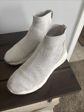 Ash Cream Knit Sock Ankle Boots